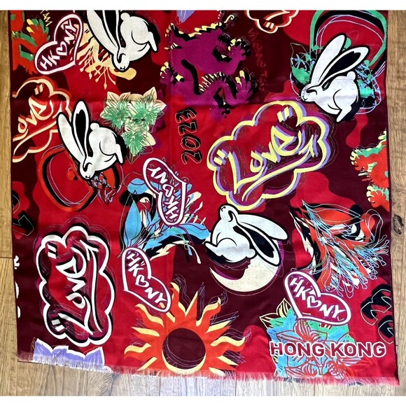 VIVIENNE TAM Year of the Rabbit Hong Kong X NYC 2023 Limited New Years Eve Scarf - Picture 5 of 13
